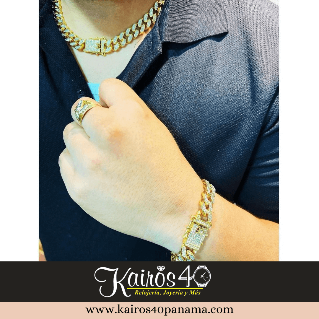 Collar y Pulsera Cubana con Zircones - Imagen 6