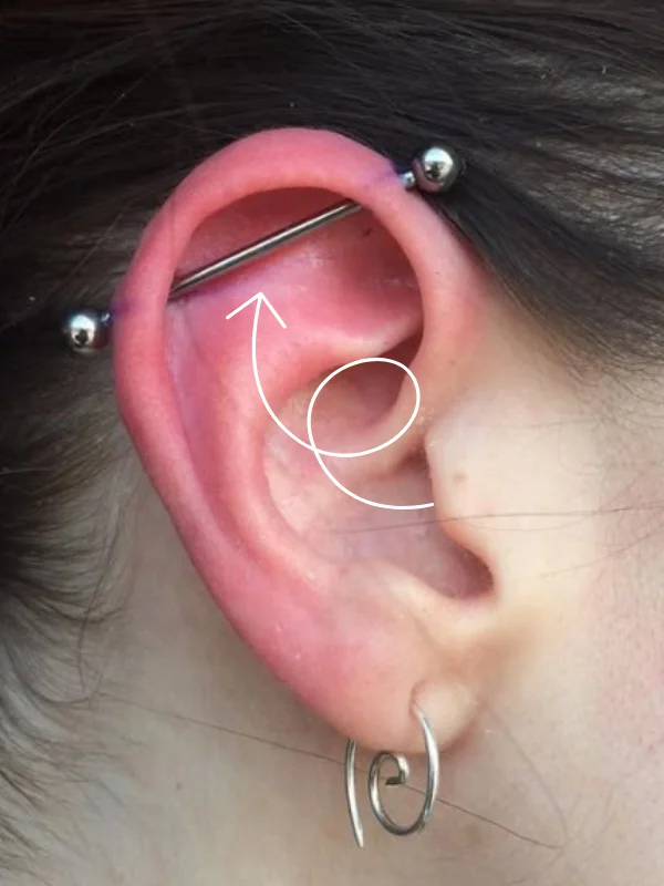 Perforación piercing de oreja industrial en cartílago Panamá