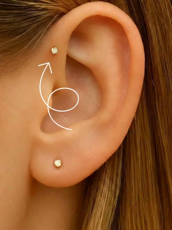Perforación Anti helix forward helix de la oreja en cartílago en Panamá