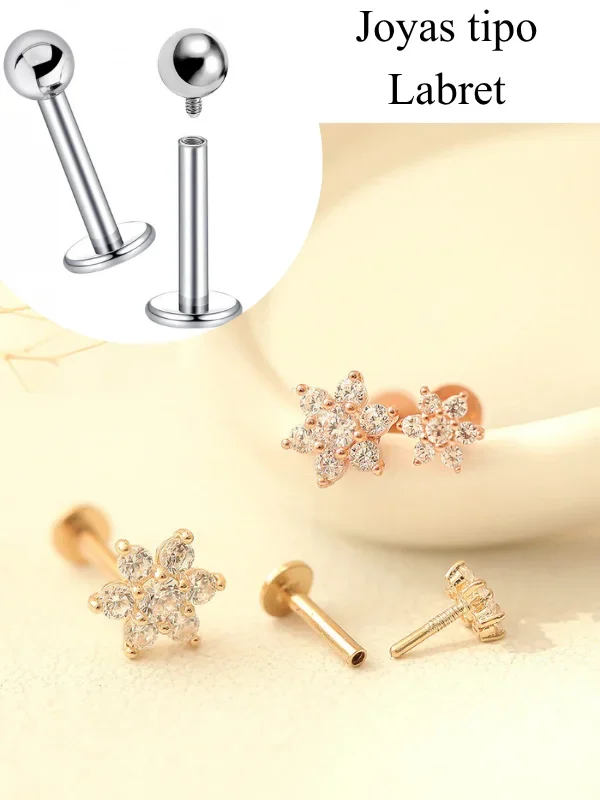 Joya labret para perforación piercing tragus Panamá acero quirúrgico titanio grado implante