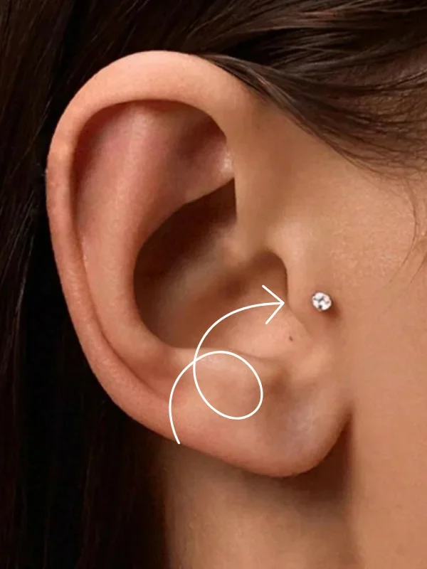 Perforación piercing de la oreja tragus cartílago panamá
